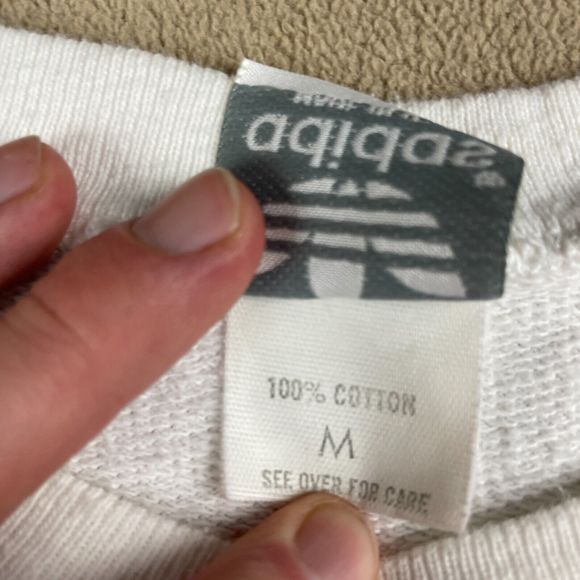 Vintage Adidas Sweater Mens Medium 80s Logo Pullover White Sports Graphic - Picture 7 of 11